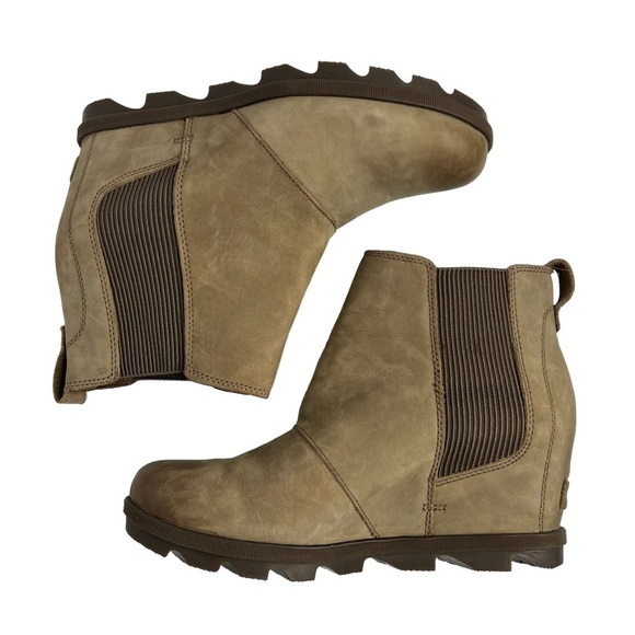 Sorel Joan of Arctic Wedge II Chelsea Boot Waterproof Suede Tan Size 11 - Picture 4 of 10